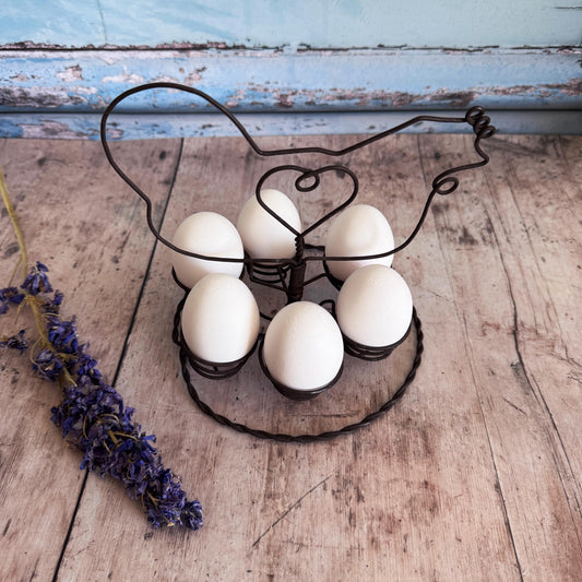 French Vintage Wire Chicken Egg Basket – detail 2