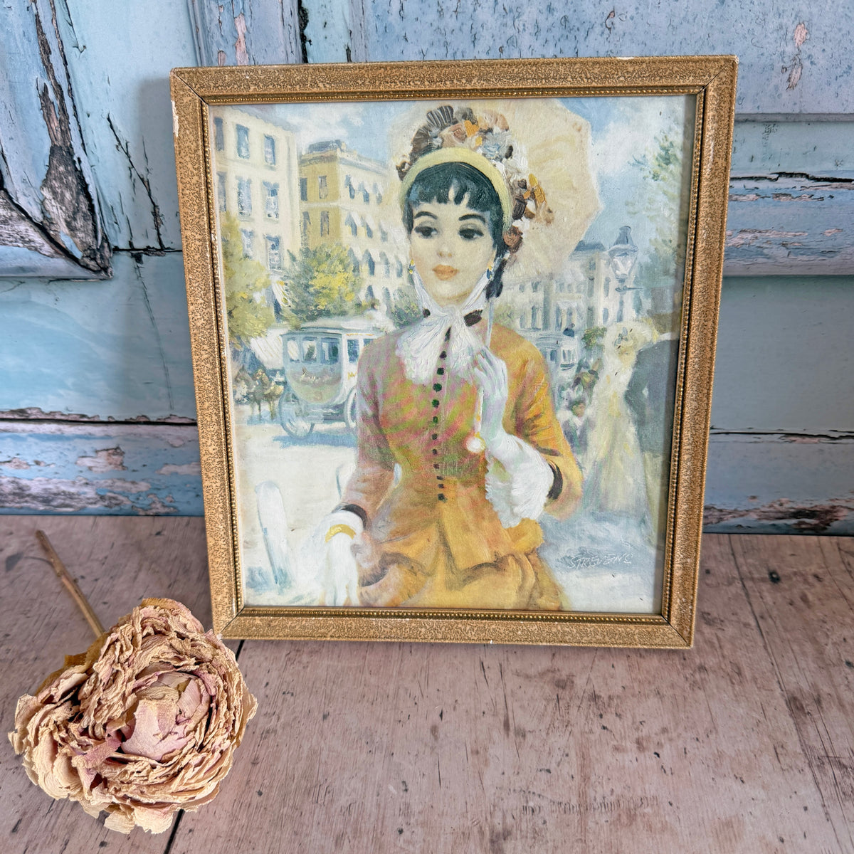 Vintage John Strevens Framed Print – 1960s Parisian Lady – Rosie and Rupert Vintage