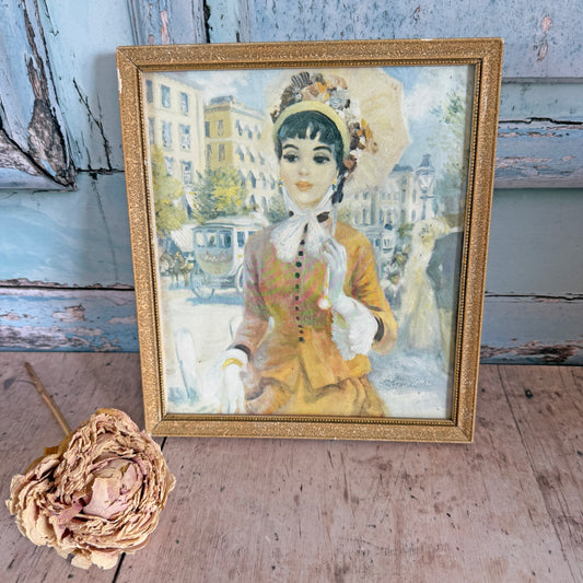Vintage John Strevens Framed Print – 1960s Parisian Lady – Rosie and Rupert Vintage