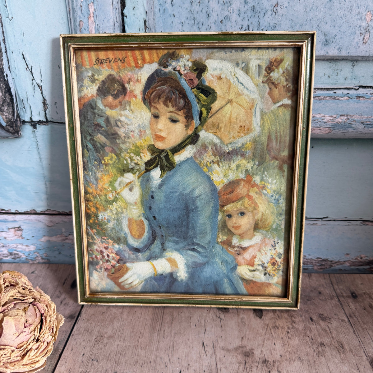 Pair of Vintage John Strevens Framed Prints – 1960s Parisian Ladies & Children – Rosie and Rupert Vintage
