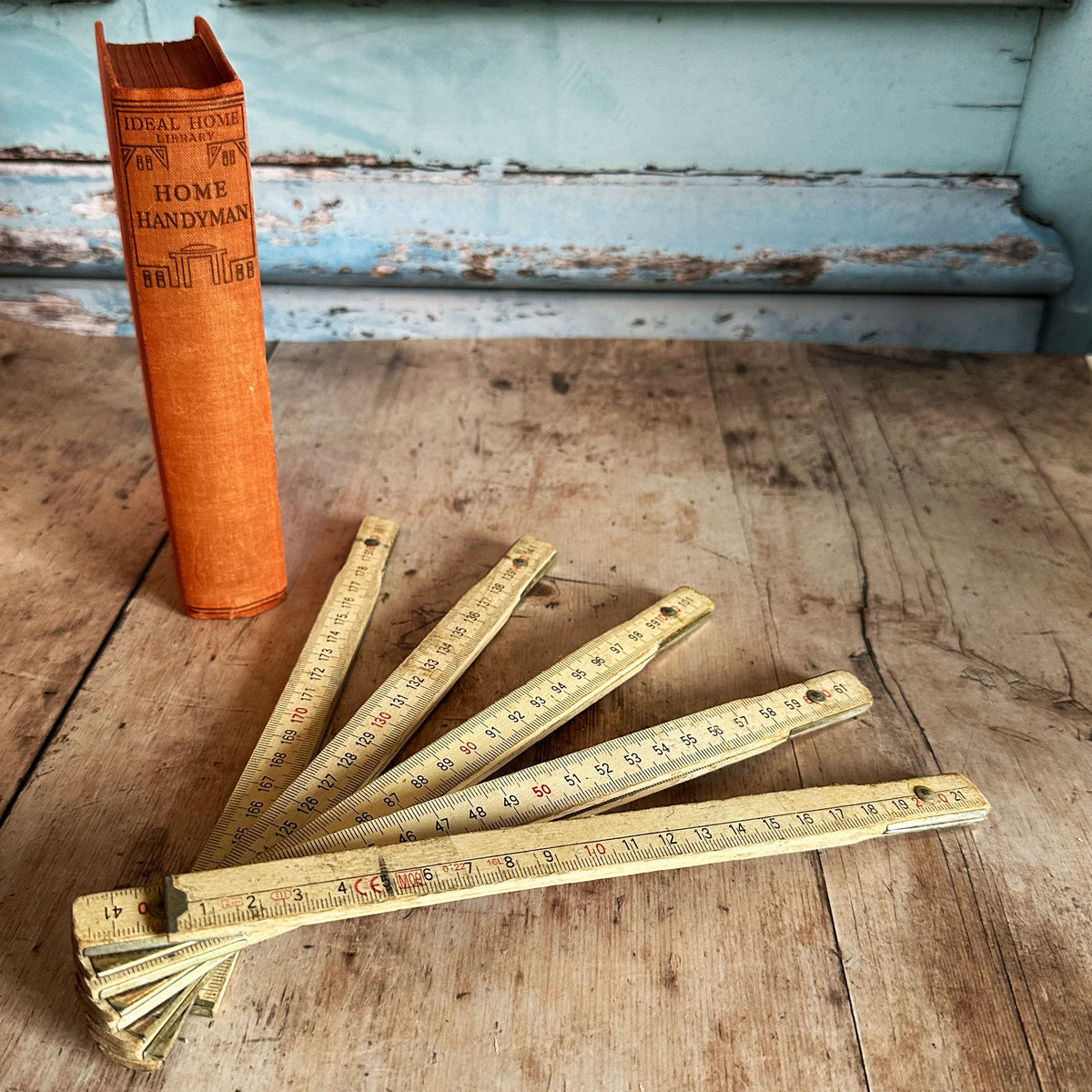Vintage Italian Wooden Folding Ruler, Vintage Tools, Vintage Home
