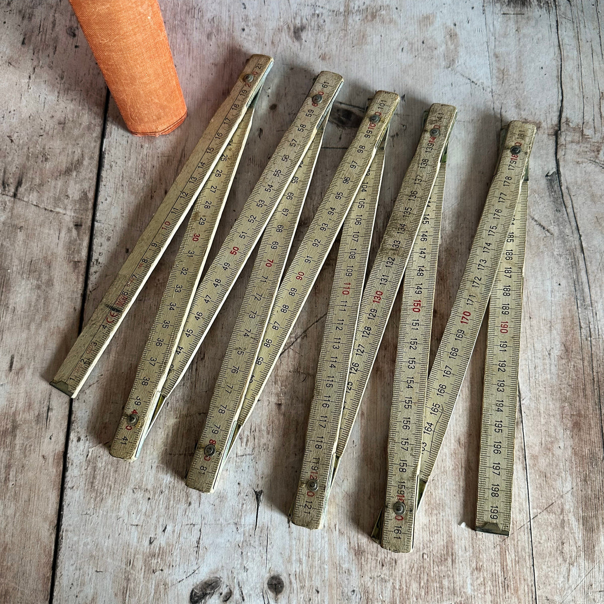 Vintage Italian Wooden Folding Ruler, Vintage Tools, Vintage Home – detail 5
