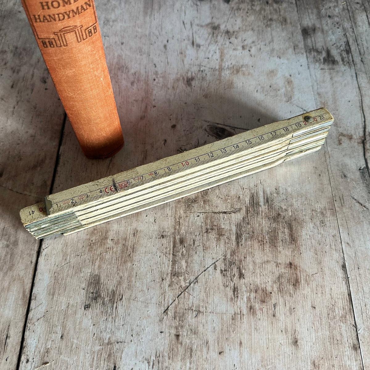 Vintage Italian Wooden Folding Ruler, Vintage Tools, Vintage Home – detail 4