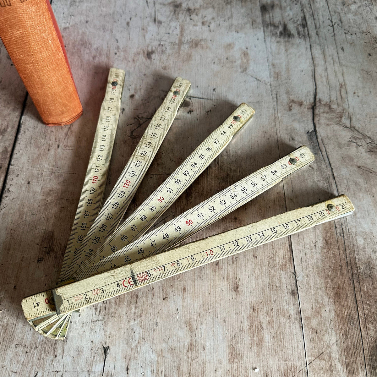 Vintage Italian Wooden Folding Ruler, Vintage Tools, Vintage Home – detail 2