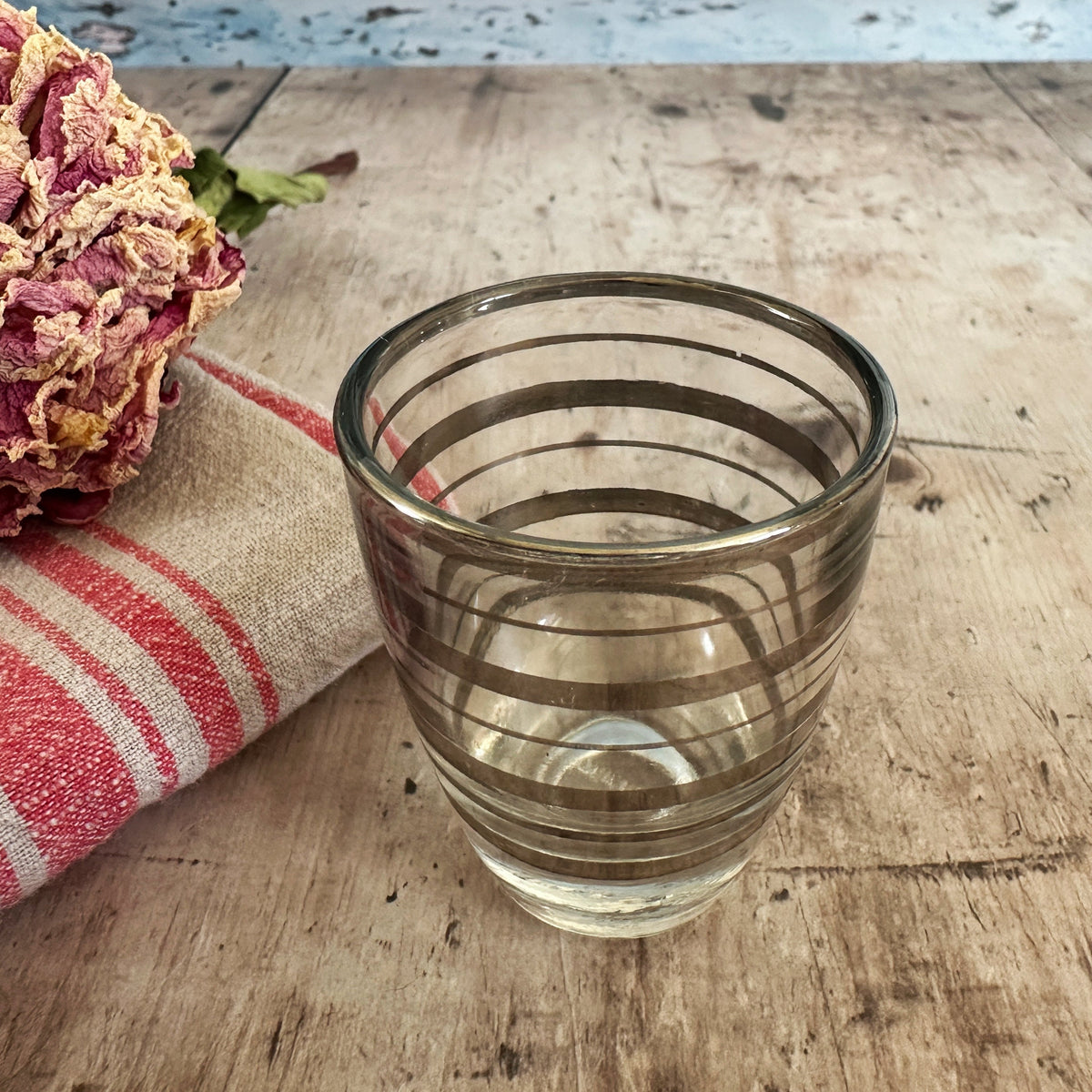 French Vintage Silver Striped Glasses – detail 4