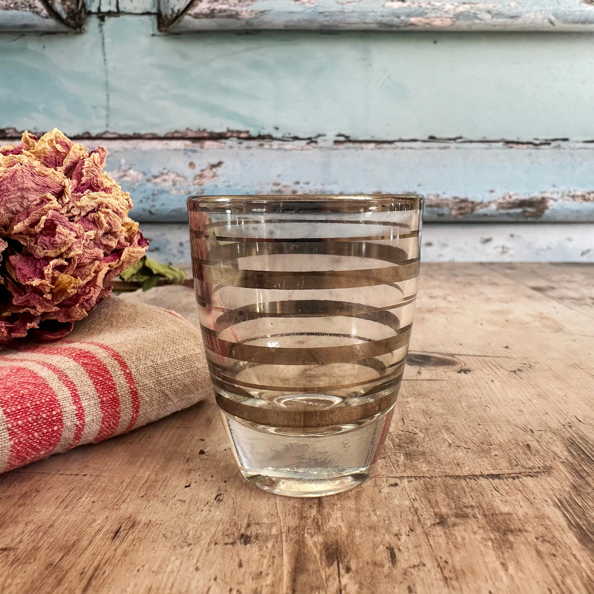 French Vintage Silver Striped Glasses – detail 5