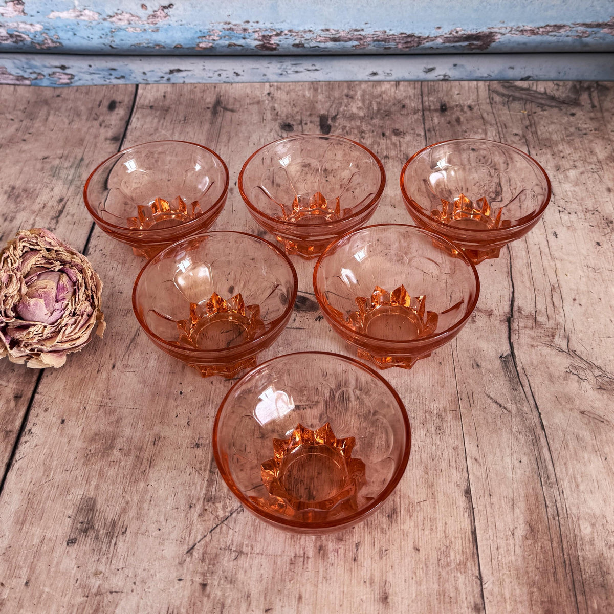 Set of 6 French Vintage Pink Aperitifs Dishes