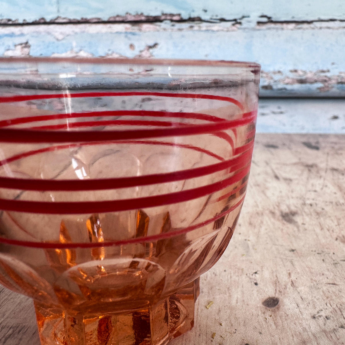 French Vintage Pink Striped Drinking Glasses – detail 7