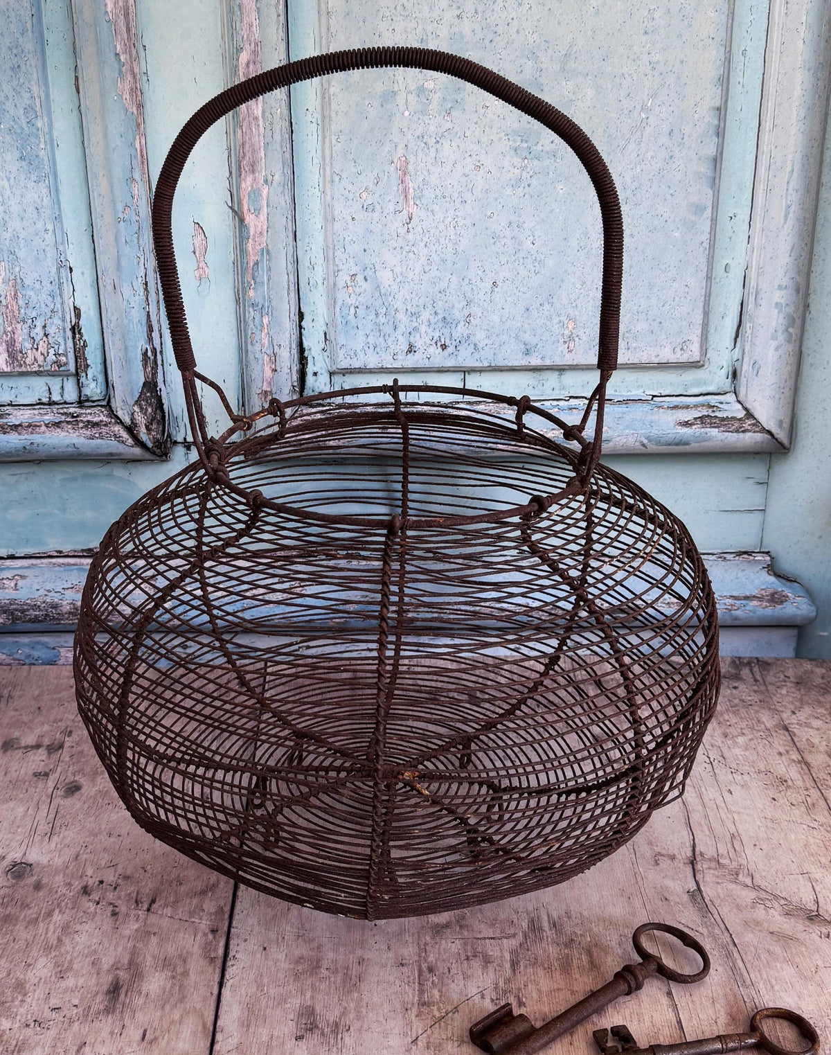 French Vintage Wire Egg Basket