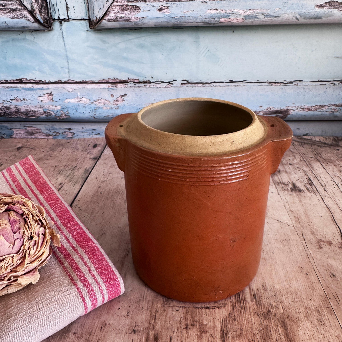 French Vintage Glazed Confit Jar, Vintage Storage, Stoneware Pot – detail 3