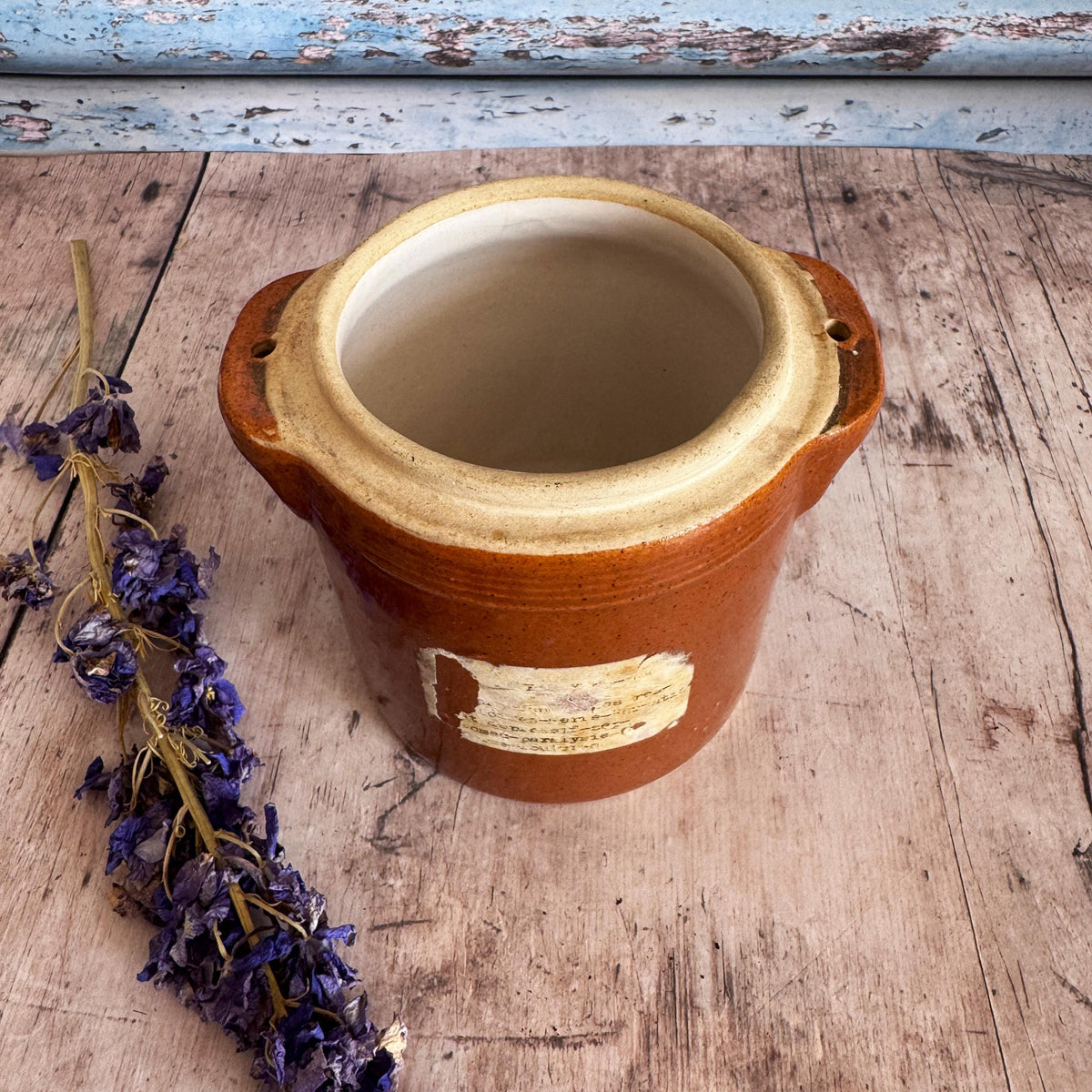 French Vintage Glazed Confit Jar, Vintage Storage, Stoneware Pot – detail 2