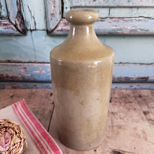French Antique Stoneware Mercury Bottle, Stoneware Pot – detail 2