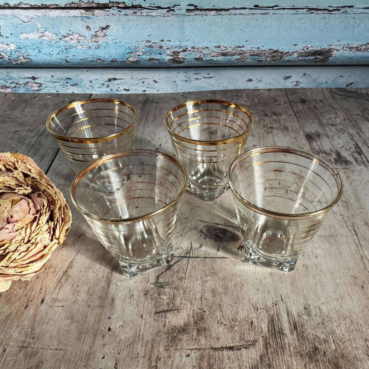 Set of 4 French Vintage Striped Glasses – detail 2