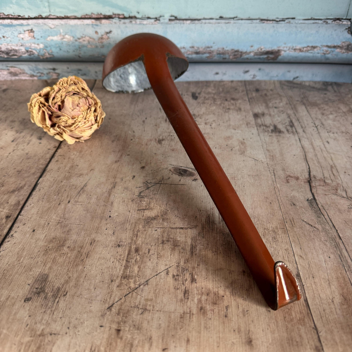 French Vintage Brown Enamel Hanging Ladle, Vintage Cookware, Kitchenalia – detail 5
