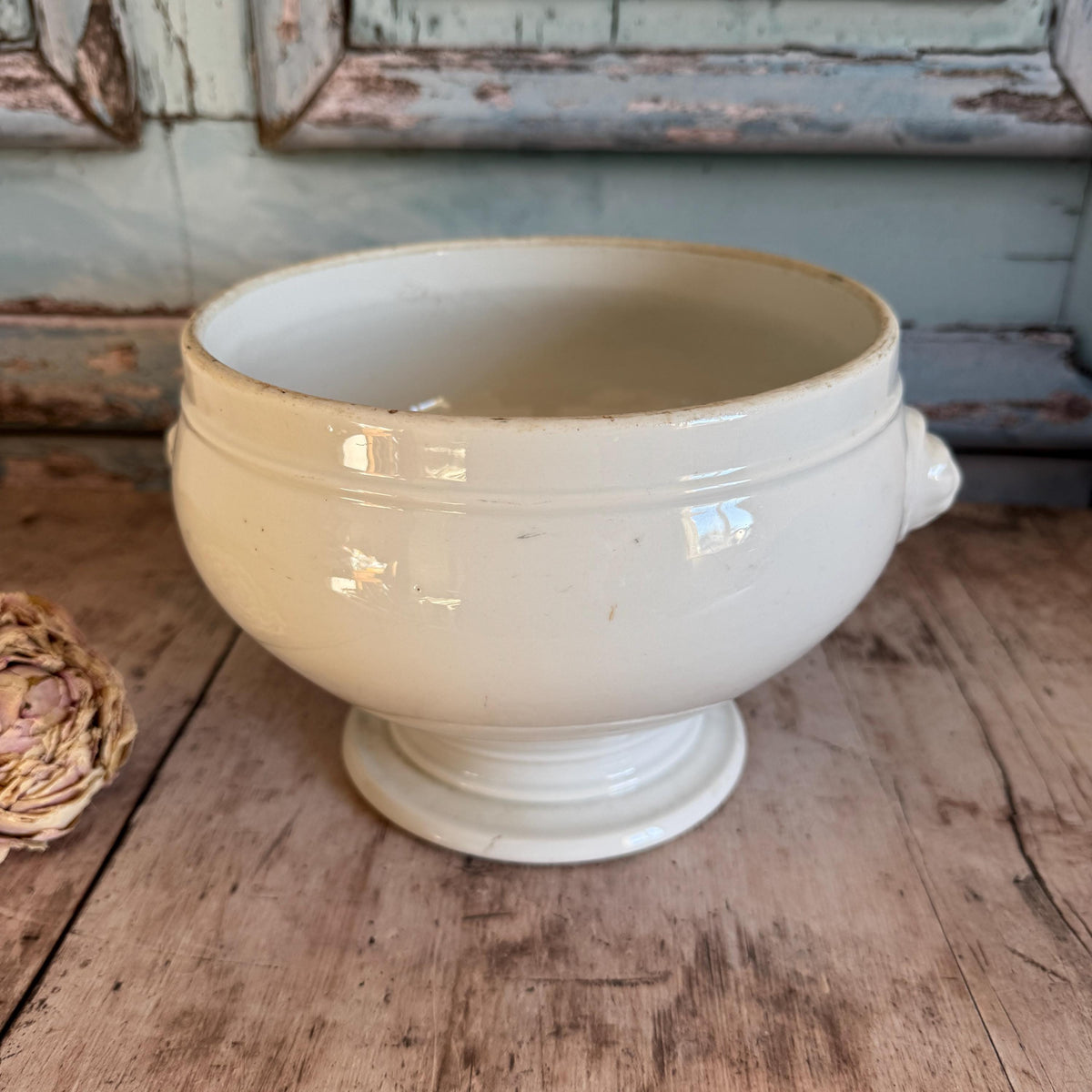 French Vintage Ironstone Bowl, Lions Head – detail 2