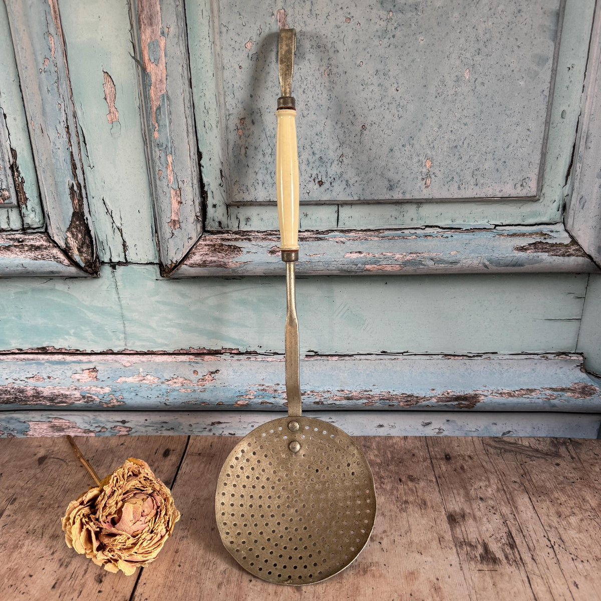 French Vintage Aluminium Hanging Strainer, Vintage Cookware, Kitchenalia