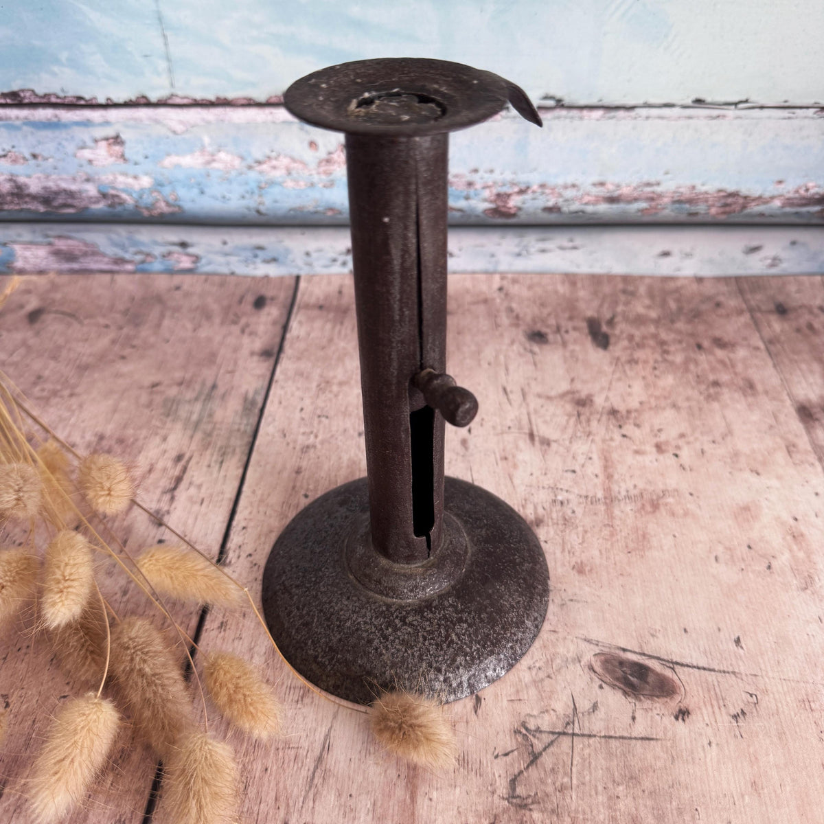 Antique Hog Scraper Candle Holder, Candlestick – detail 6