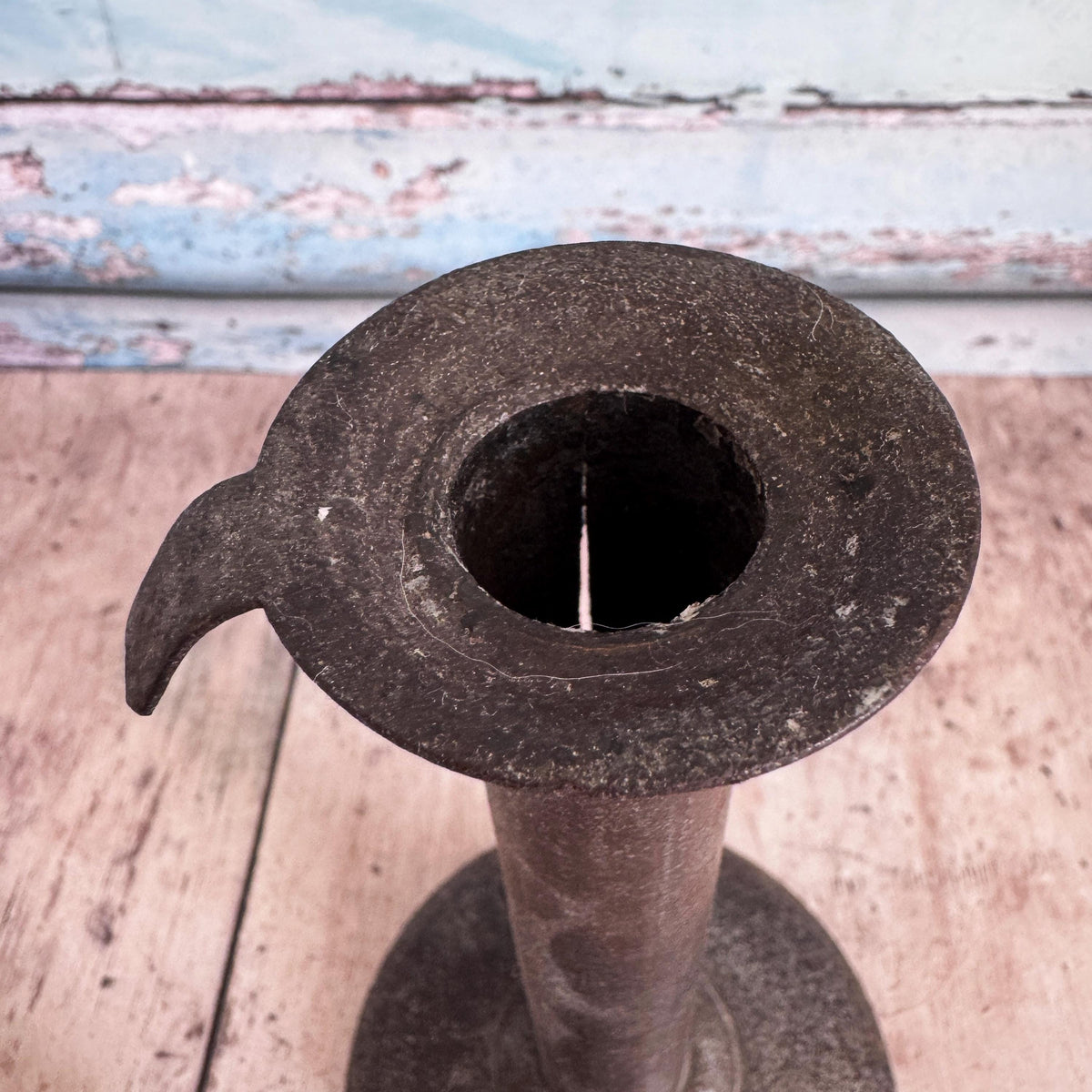 Antique Hog Scraper Candle Holder, Candlestick – detail 4