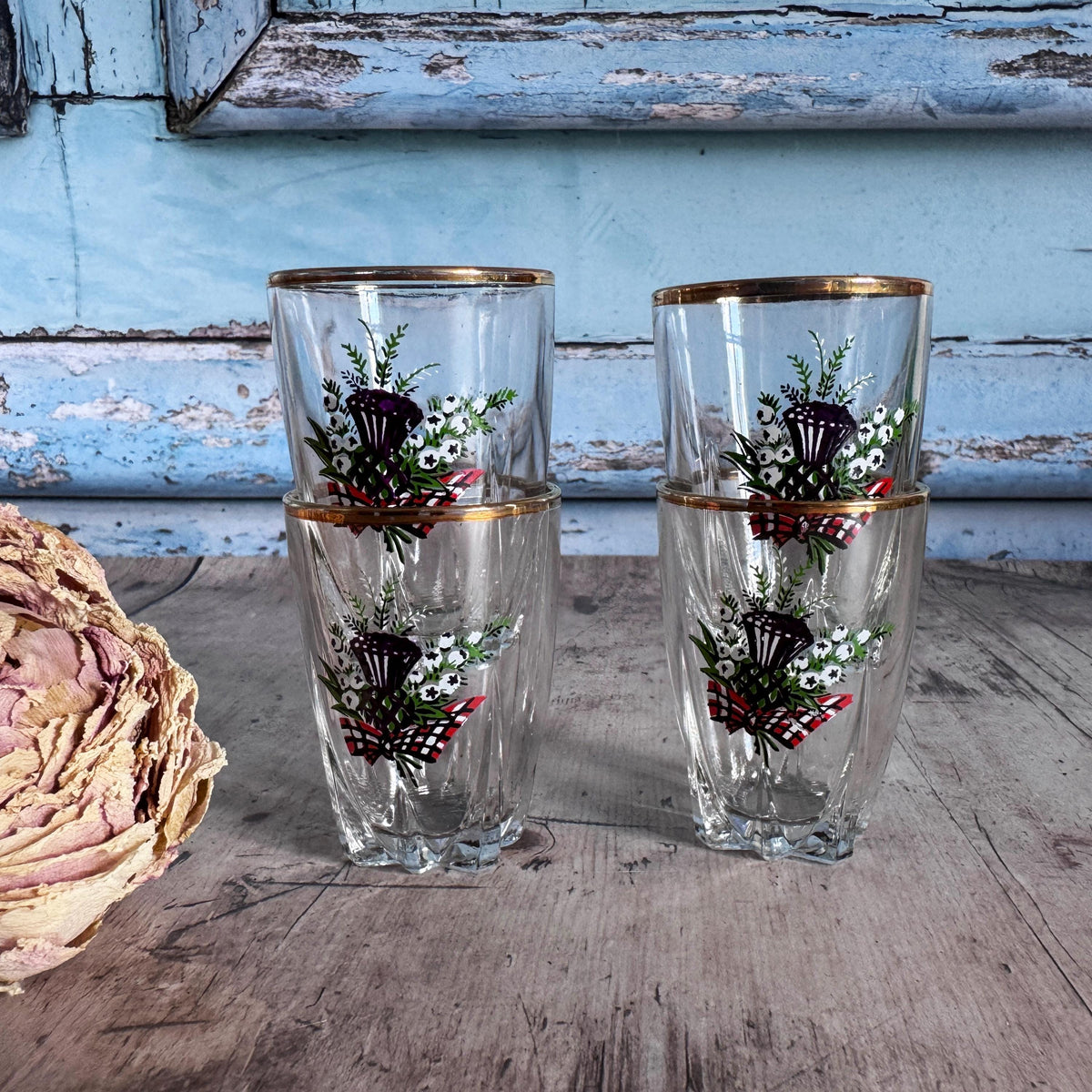 Set of 4 Vintage Shot Glasses, Drinking Glasses – detail 2