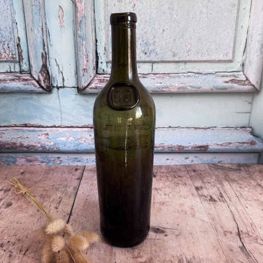 Antique Green Glass Bottle, Collectable Glass, Bottle Vase