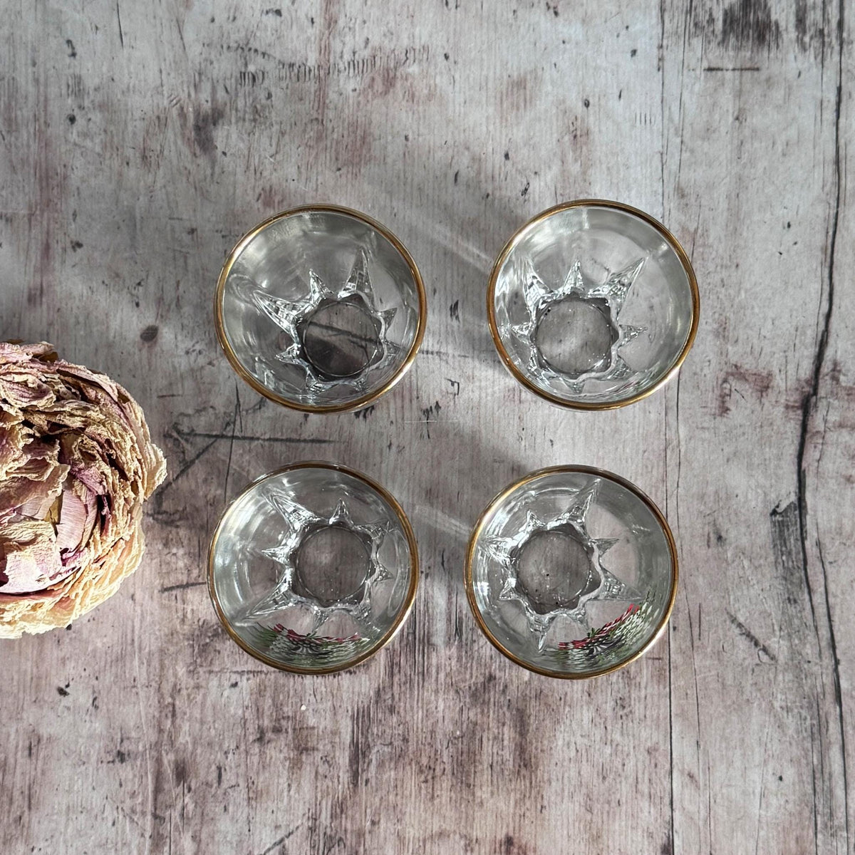 Set of 4 Vintage Shot Glasses, Drinking Glasses – detail 6
