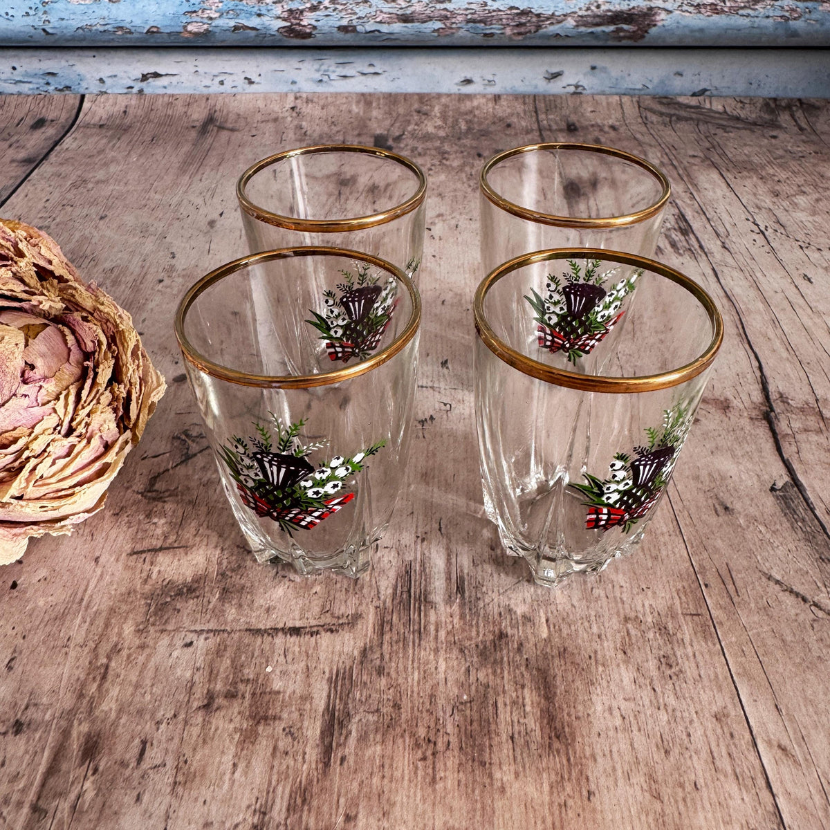 Set of 4 Vintage Shot Glasses, Drinking Glasses – detail 7