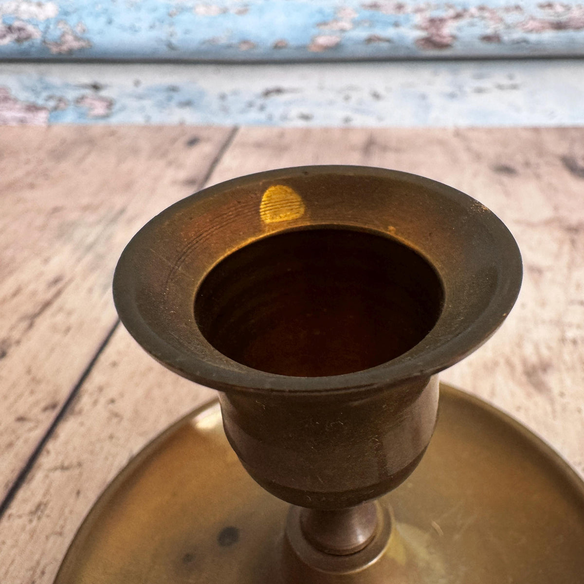 Vintage Brass Candle Holder, Candlestick, Chamberstick – detail 4