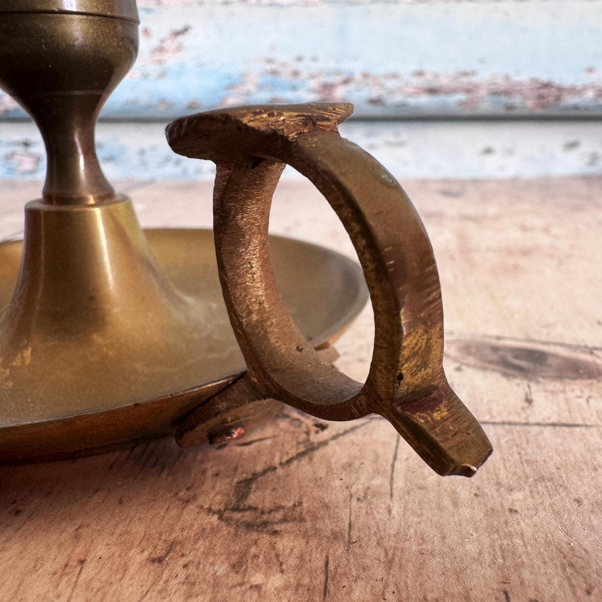 Vintage Brass Candle Holder, Candlestick, Chamberstick – detail 3