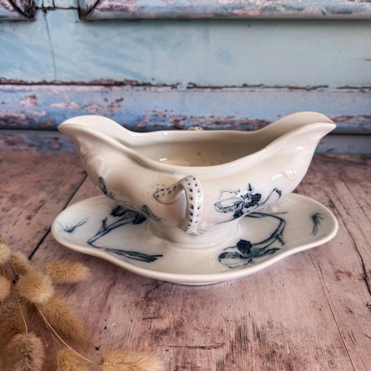 Antique Gravy Boat With Stand, Tableware – detail 6