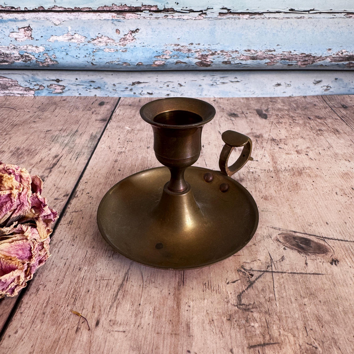 Vintage Brass Candle Holder, Candlestick, Chamberstick