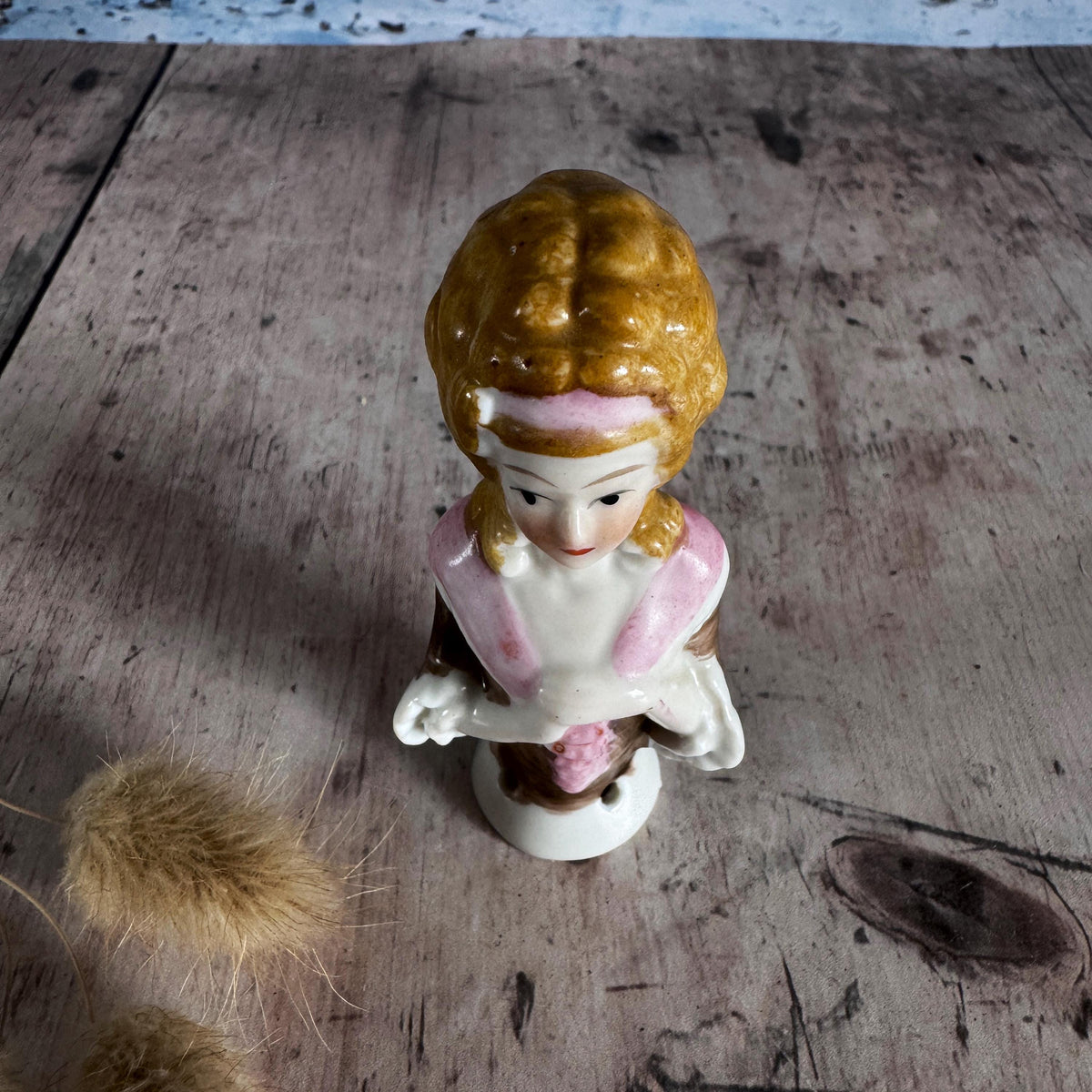 Vintage Porcelain Pin Cushion Doll, Half Doll – detail 6