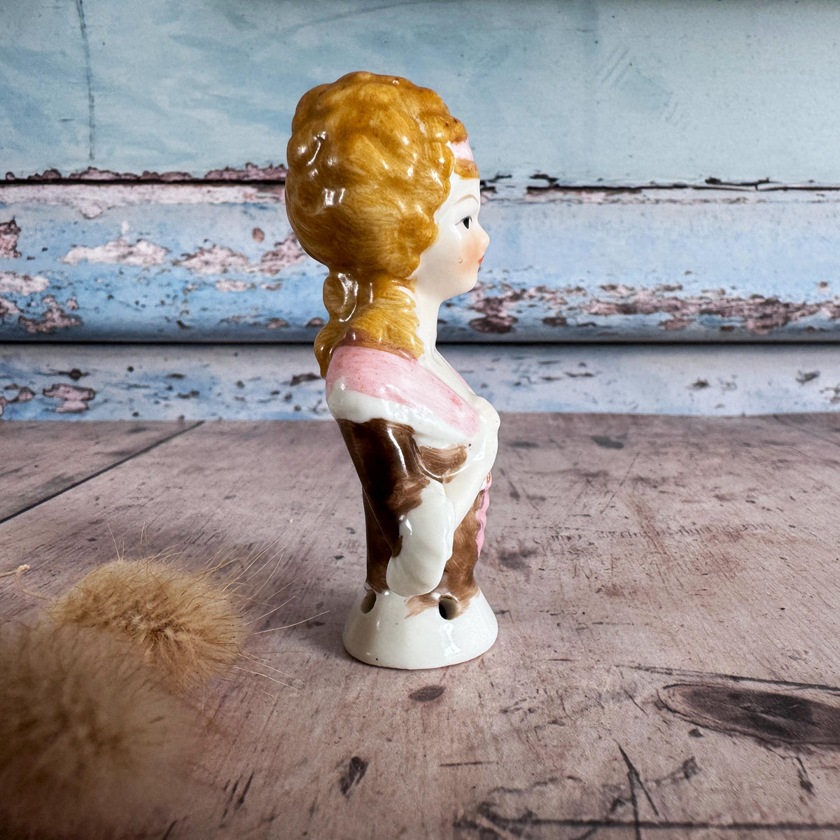 Vintage Porcelain Pin Cushion Doll, Half Doll – detail 4