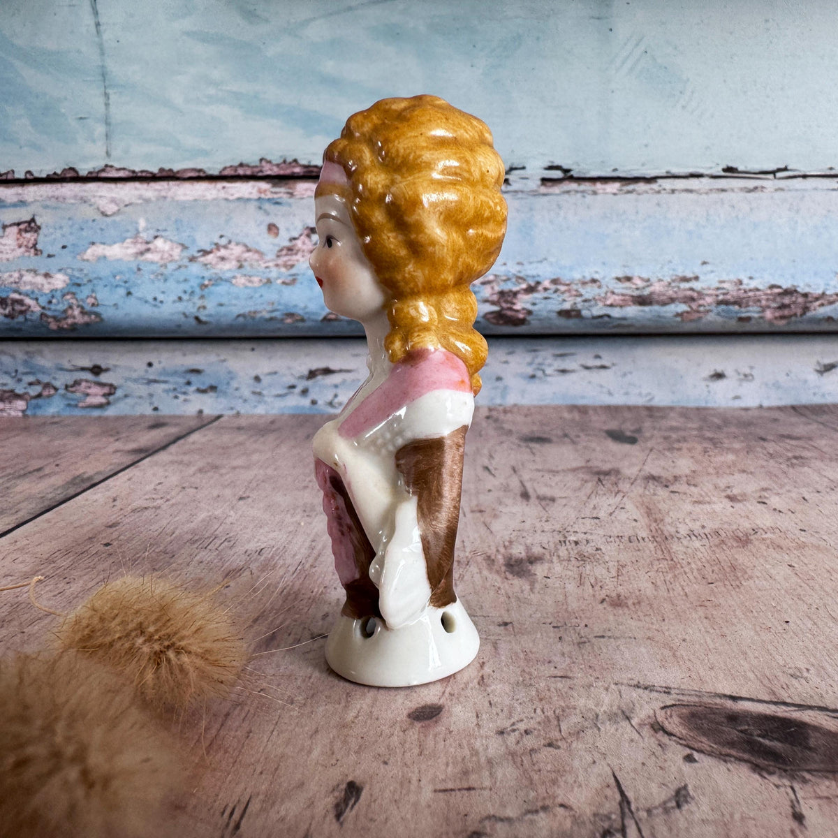 Vintage Porcelain Pin Cushion Doll, Half Doll – detail 2