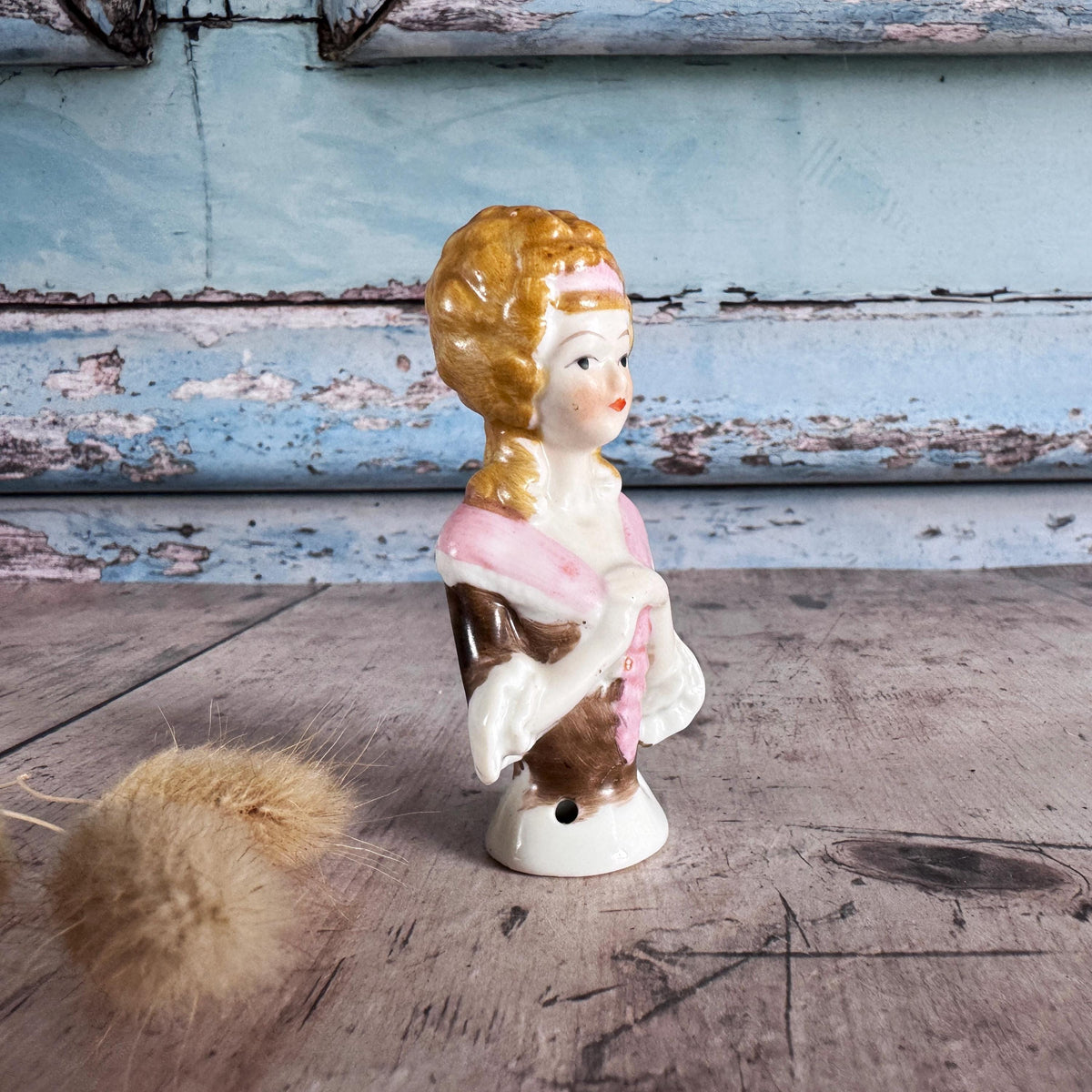 Vintage Porcelain Pin Cushion Doll, Half Doll – detail 8